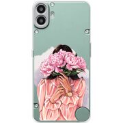 Прозорий чохол BoxFace Nothing CMF Phone 1 Девушка с Пионами