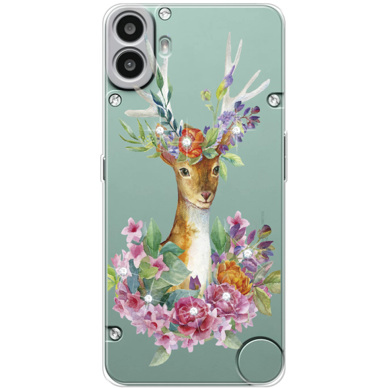 Чохол зі стразами Nothing CMF Phone 1 Deer with flowers