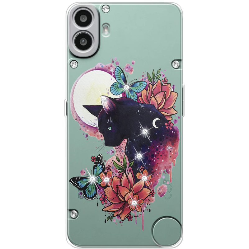 Чохол зі стразами Nothing CMF Phone 1 Cat in Flowers