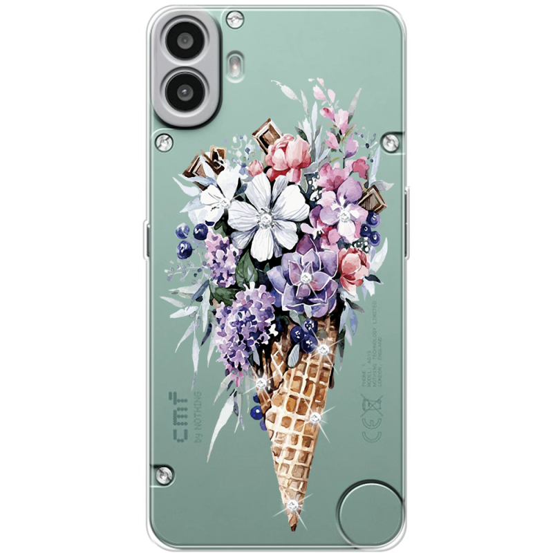 Чохол зі стразами Nothing CMF Phone 1 Ice Cream Flowers