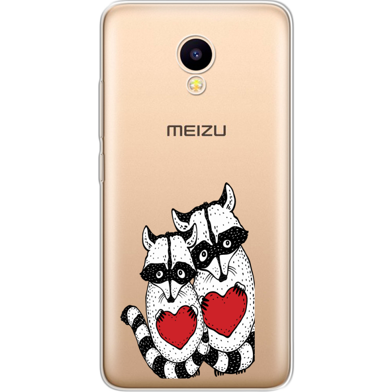Прозрачный чехол Uprint Meizu M5C Raccoons in love