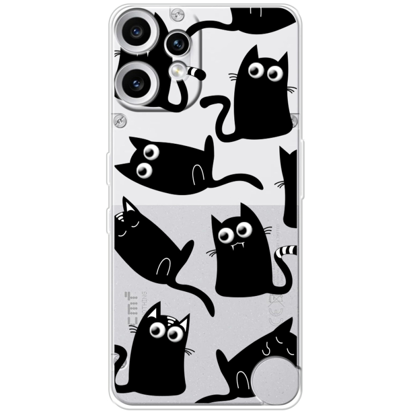 Прозорий чохол BoxFace Nothing CMF Phone 2 Pro с 3D-глазками Black Kitty