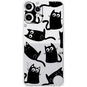 Прозорий чохол BoxFace Nothing CMF Phone 2 Pro с 3D-глазками Black Kitty