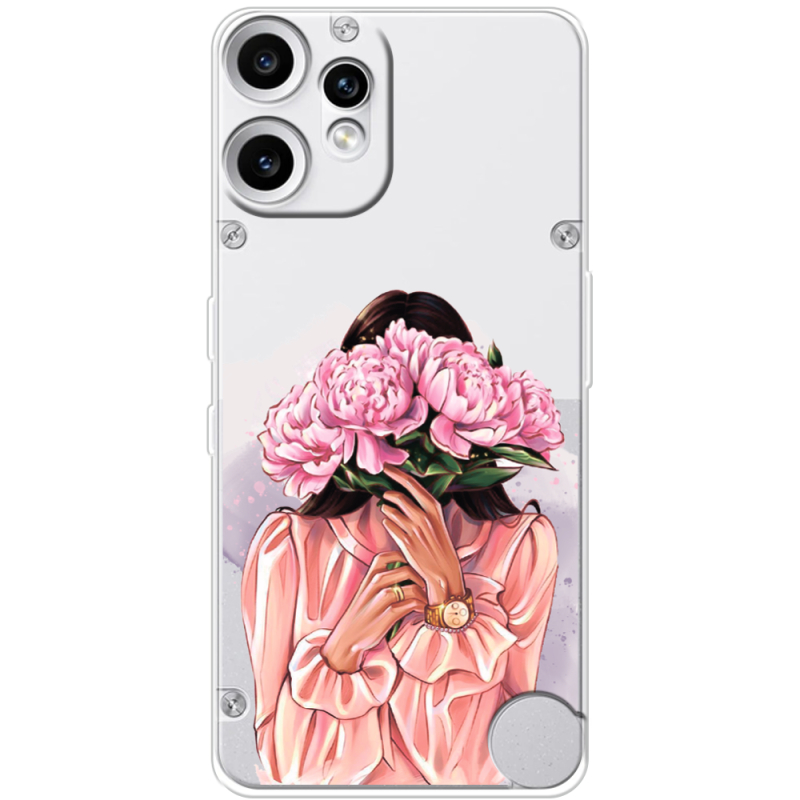 Прозорий чохол BoxFace Nothing CMF Phone 2 Pro Девушка с Пионами