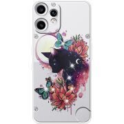 Чохол зі стразами Nothing CMF Phone 2 Pro Cat in Flowers