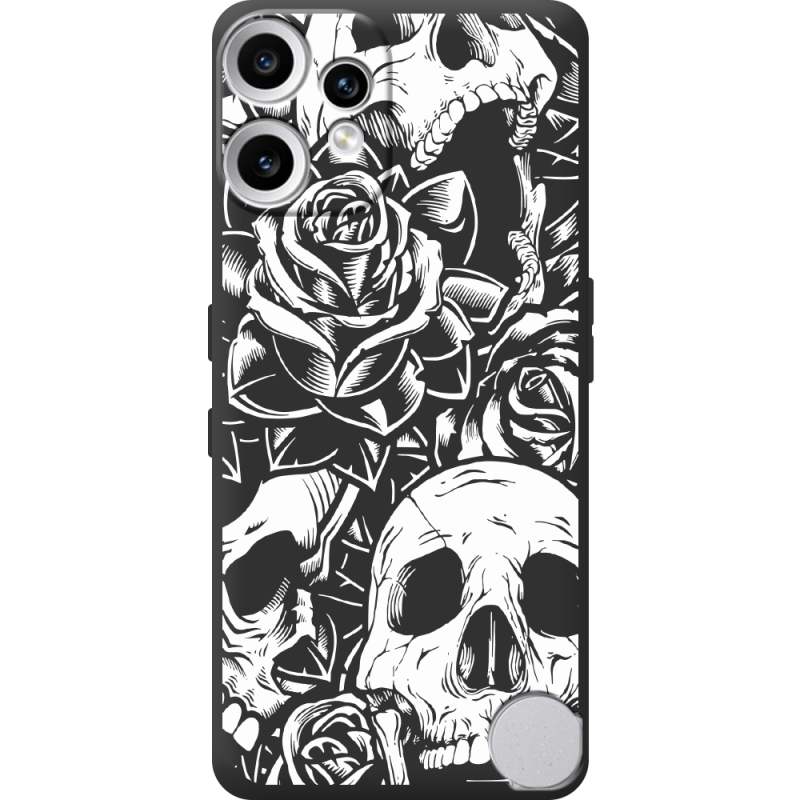 Чорний чохол BoxFace Nothing CMF Phone 2 Pro Skull and Roses