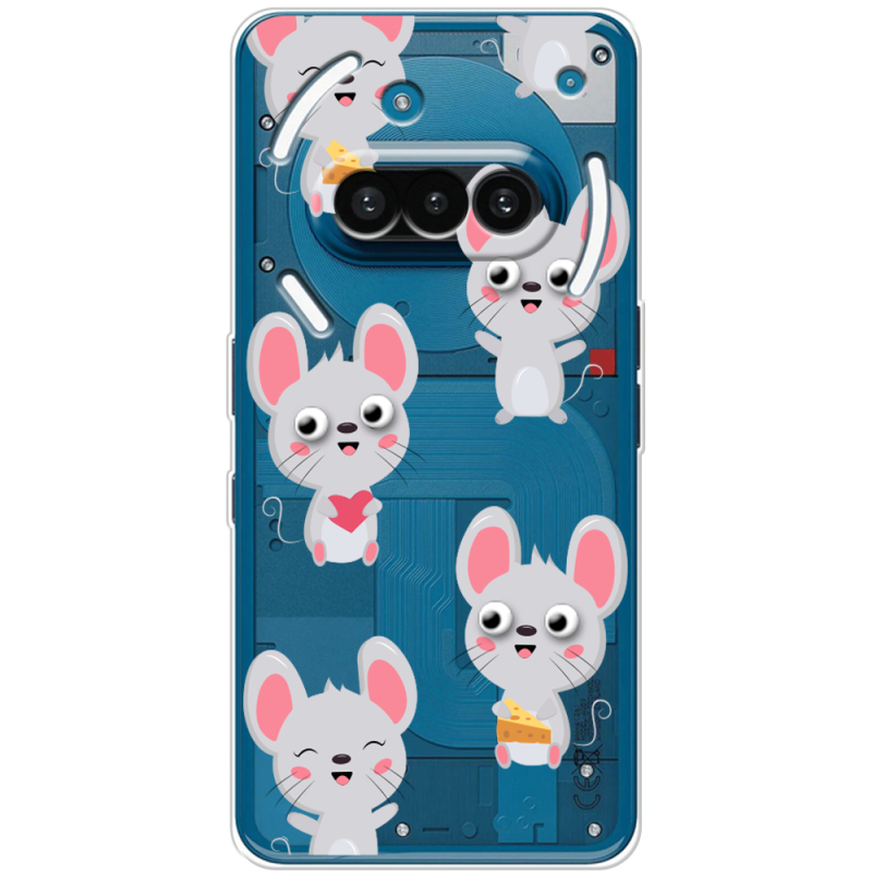 Прозорий чохол BoxFace Nothing Phone (3a) с 3D-глазками Mouse