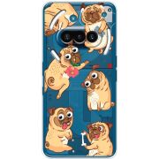 Прозорий чохол BoxFace Nothing Phone (3a) с 3D-глазками Pug