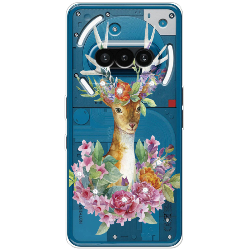 Чохол зі стразами Nothing Phone (3a) Deer with flowers