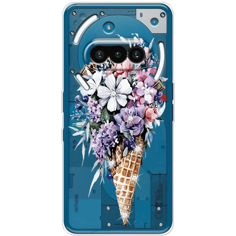 Чохол зі стразами Nothing Phone (3a) Ice Cream Flowers