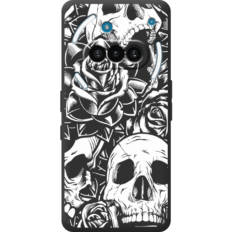 Чорний чохол BoxFace Nothing Phone (3a) Skull and Roses