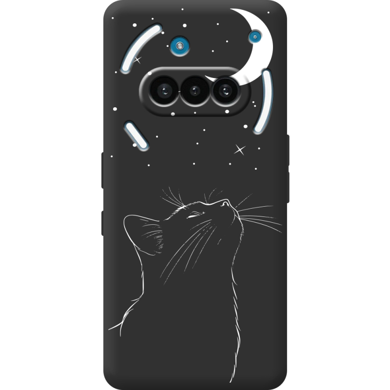 Чорний чохол BoxFace Nothing Phone (3a) Місячний кіт