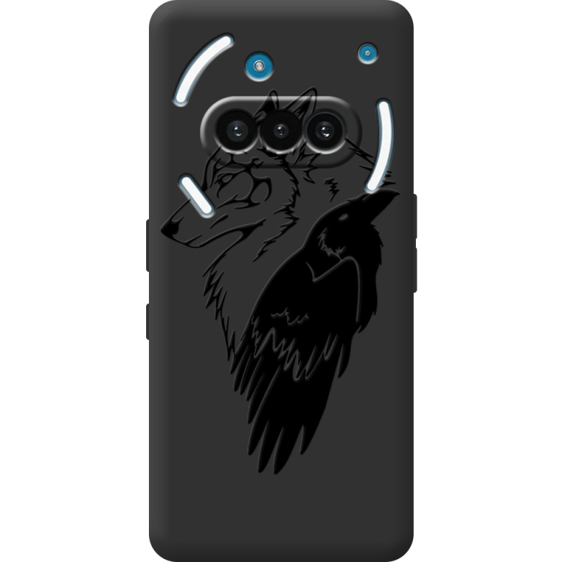 Чорний чохол BoxFace Nothing Phone (3a) Wolf and Raven