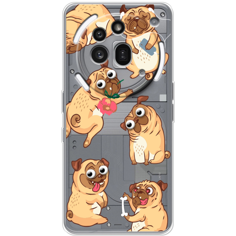 Прозорий чохол BoxFace Nothing Phone (3a) Pro с 3D-глазками Pug