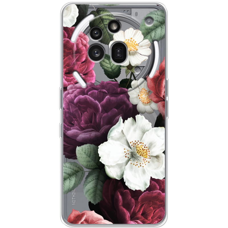 Прозорий чохол BoxFace Nothing Phone (3a) Pro Floral Dark Dreams