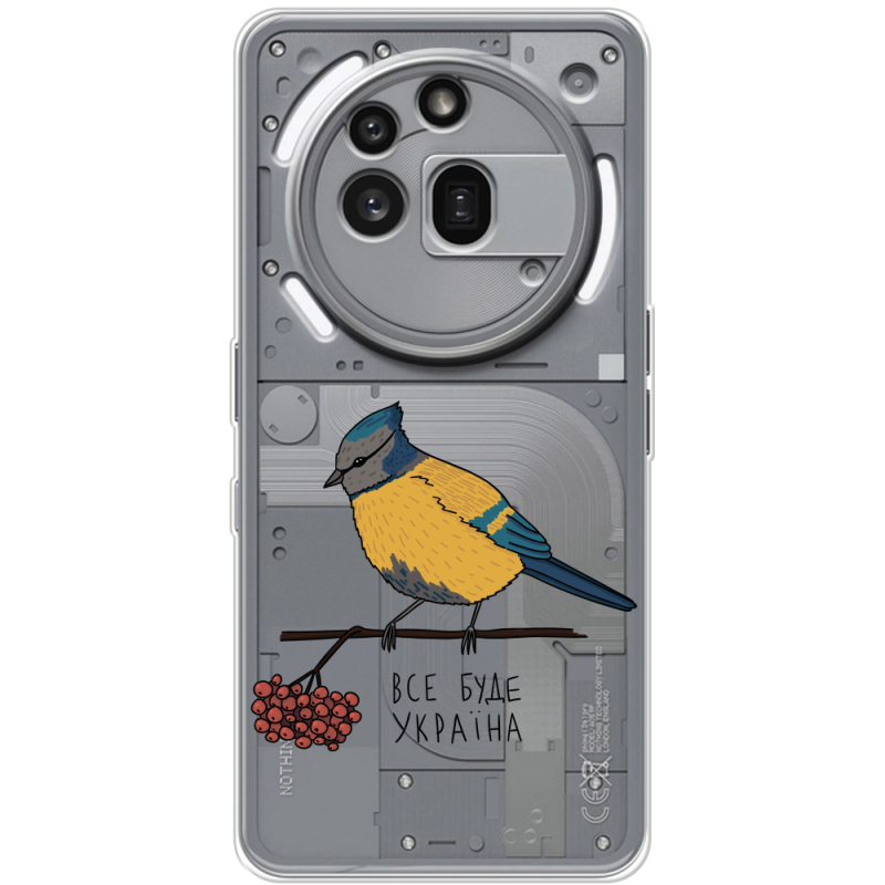 Прозорий чохол BoxFace Nothing Phone (3a) Pro Синиця і калина