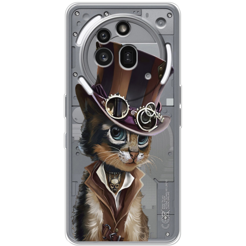 Прозорий чохол BoxFace Nothing Phone (3a) Pro Steampunk Cat
