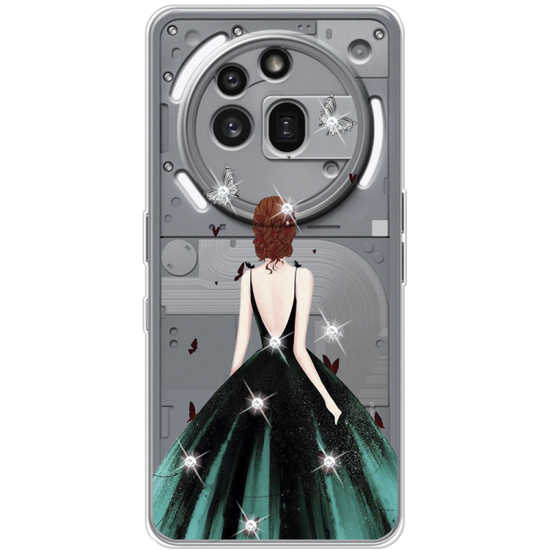 Чохол зі стразами Nothing Phone (3a) Pro Girl in the green dress