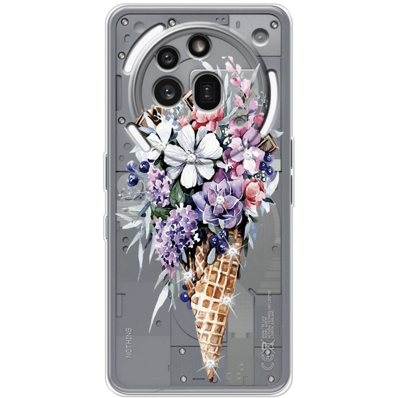 Чохол зі стразами Nothing Phone (3a) Pro Ice Cream Flowers