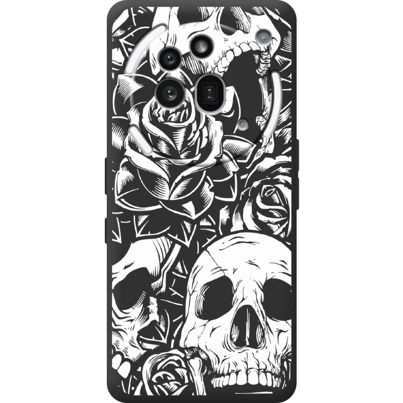 Чорний чохол BoxFace Nothing Phone (3a) Pro Skull and Roses