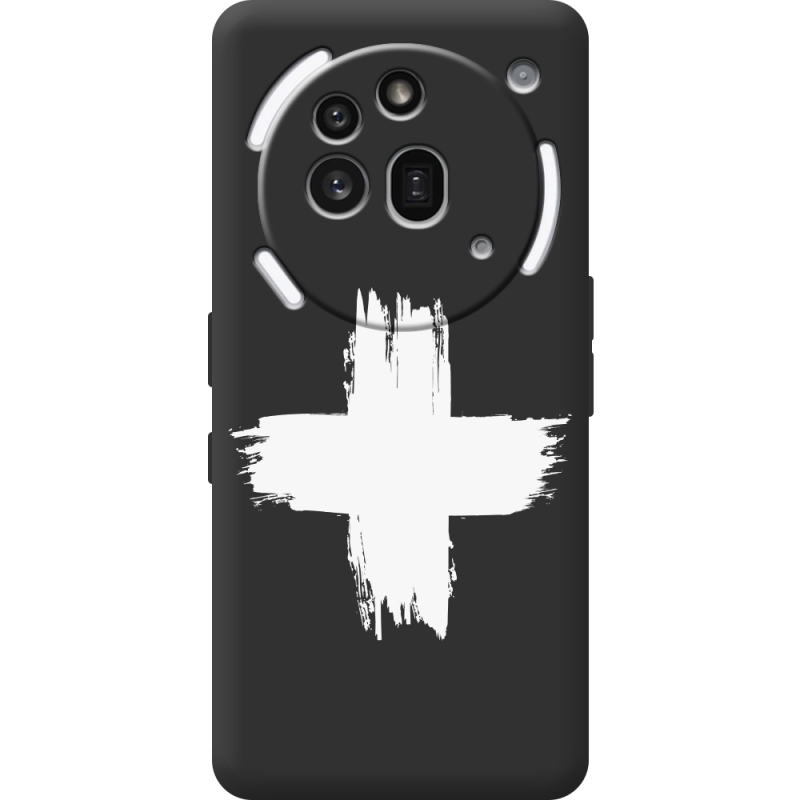 Чорний чохол BoxFace Nothing Phone (3a) Pro Білий хрест ЗСУ