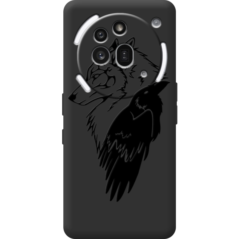Чорний чохол BoxFace Nothing Phone (3a) Pro Wolf and Raven