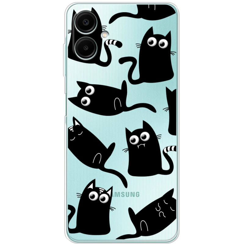 Прозорий чохол BoxFace Samsung Galaxy A07 (A075) с 3D-глазками Black Kitty