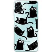 Прозорий чохол BoxFace Samsung Galaxy A07 (A075) с 3D-глазками Black Kitty