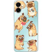 Прозорий чохол BoxFace Samsung Galaxy A07 (A075) с 3D-глазками Pug