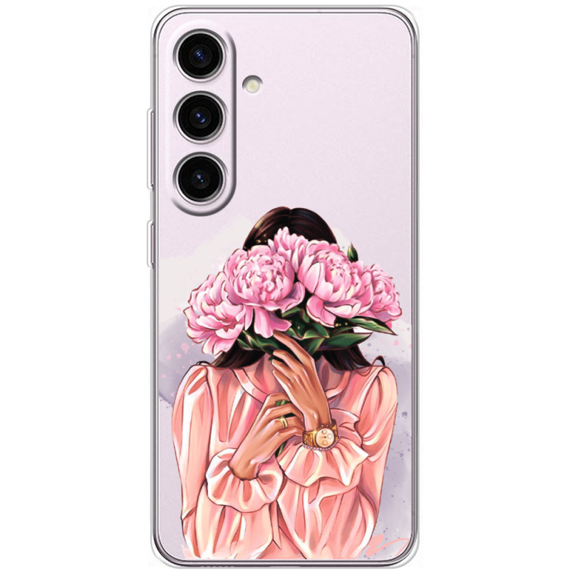 Прозорий чохол BoxFace Samsung Galaxy S25 FE (S731) Девушка с Пионами