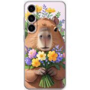 Прозорий чохол BoxFace Samsung Galaxy S25 FE (S731) Капибара з квітами