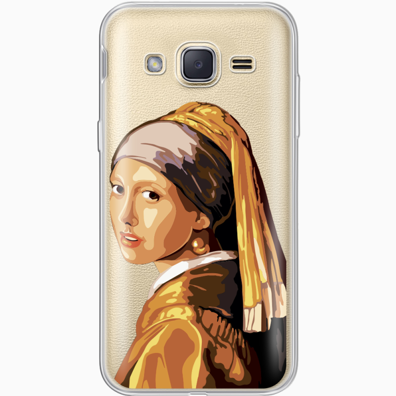 Прозрачный чехол Uprint Samsung J200H Galaxy J2 Девушка с жемчужной серёжкой