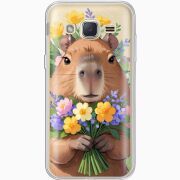 Прозрачный чехол Uprint Samsung J200H Galaxy J2 Капибара з квітами