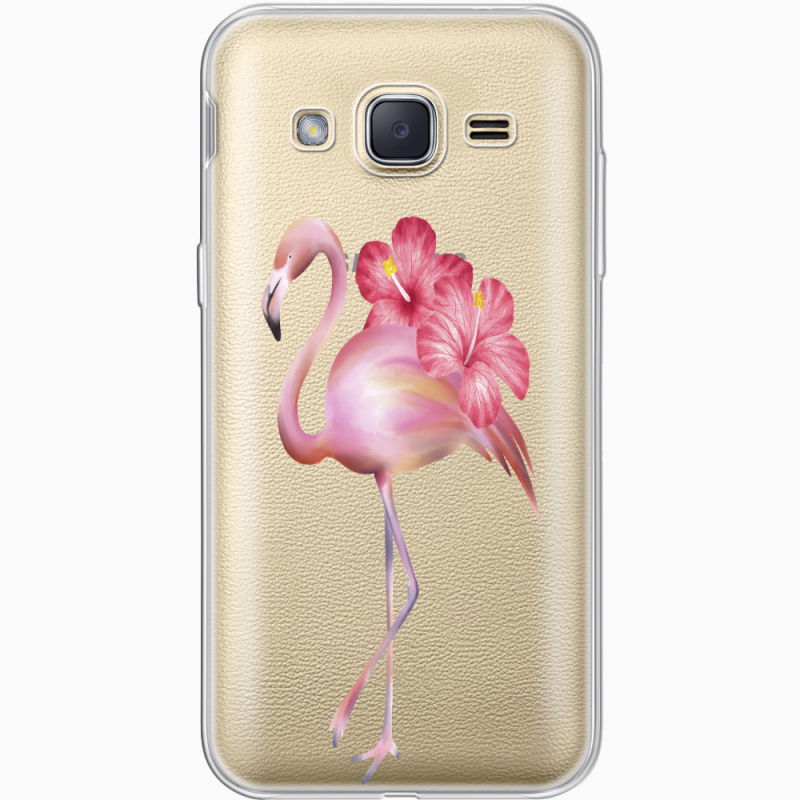 Прозрачный чехол Uprint Samsung J200H Galaxy J2 Floral Flamingo