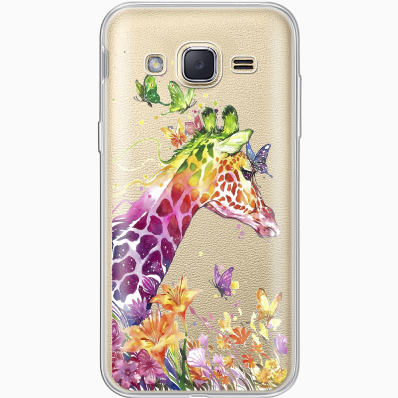 Прозрачный чехол Uprint Samsung J200H Galaxy J2 Colorful Giraffe