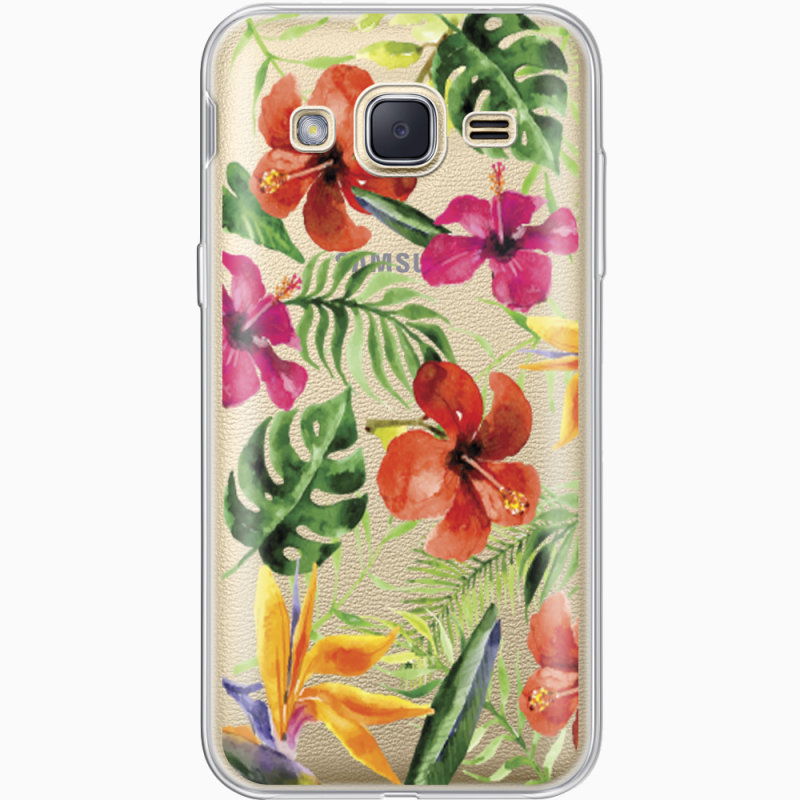 Прозрачный чехол Uprint Samsung J200H Galaxy J2 Tropical Flowers
