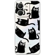 Прозорий чохол BoxFace OPPO A5x с 3D-глазками Black Kitty