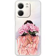 Прозорий чохол BoxFace OPPO A5x Девушка с Пионами