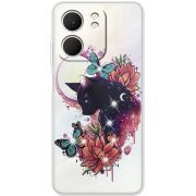 Чохол зі стразами OPPO A5x Cat in Flowers