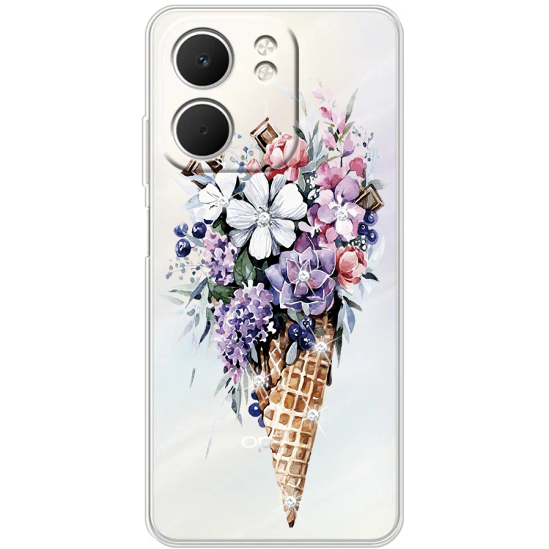 Чохол зі стразами OPPO A5x Ice Cream Flowers