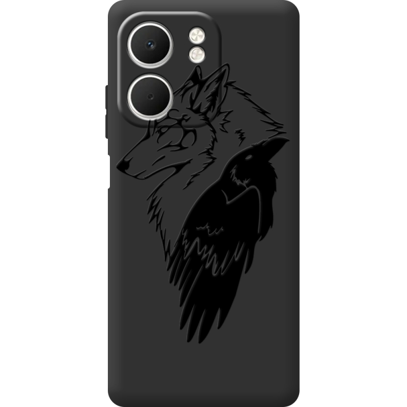 Чорний чохол BoxFace OPPO A5x Wolf and Raven