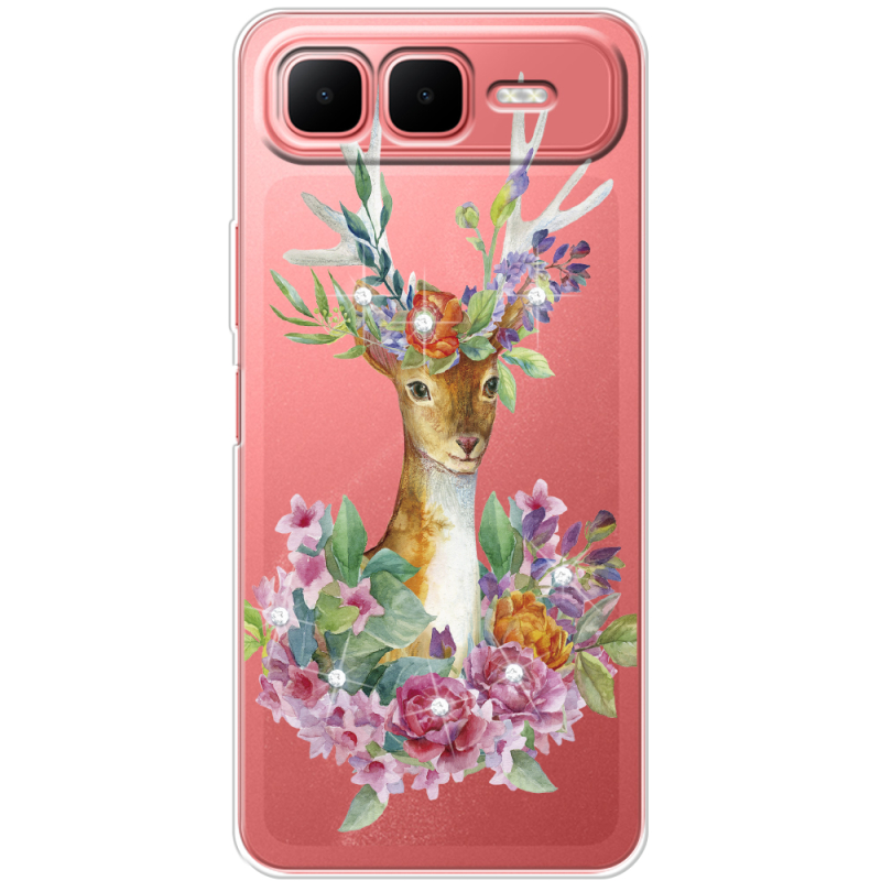 Чохол зі стразами Infinix Smart 10 Plus Deer with flowers