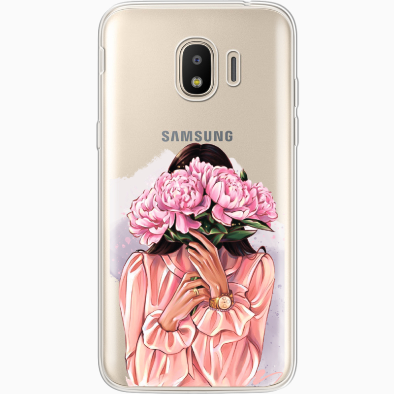 Прозрачный чехол Uprint Samsung J250 Galaxy J2 (2018) Девушка с Пионами