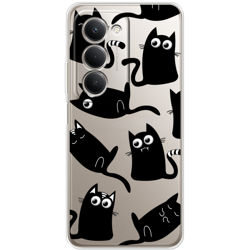 Прозорий чохол BoxFace Xiaomi Redmi 15 с 3D-глазками Black Kitty
