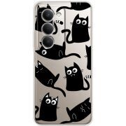 Прозорий чохол BoxFace Xiaomi Redmi 15 с 3D-глазками Black Kitty