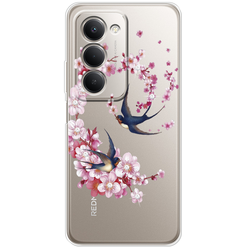 Чохол зі стразами Xiaomi Redmi 15 Swallows and Bloom