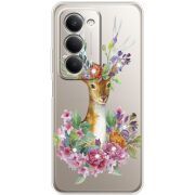 Чохол зі стразами Xiaomi Redmi 15 Deer with flowers
