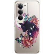 Чохол зі стразами Xiaomi Redmi 15 Cat in Flowers