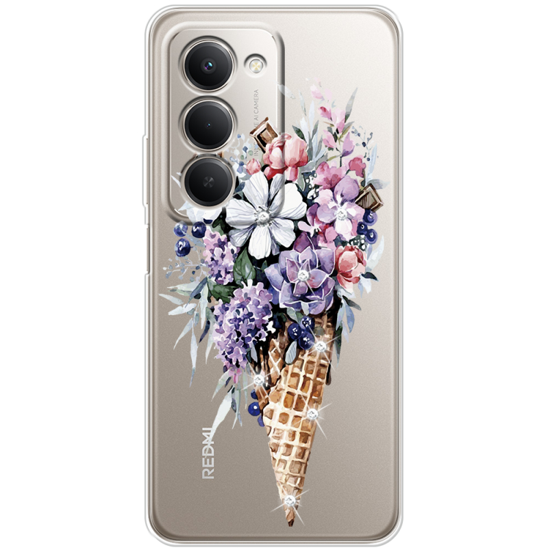 Чохол зі стразами Xiaomi Redmi 15 Ice Cream Flowers