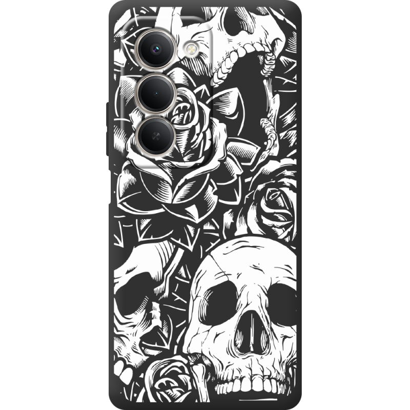 Чорний чохол BoxFace Xiaomi Redmi 15 Skull and Roses
